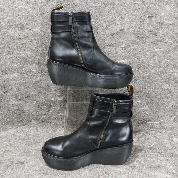 Dr. Martens Caitlin Boots Women's Size 10 Black Platform Wedge Leather Grunge - Picture 2 of 9